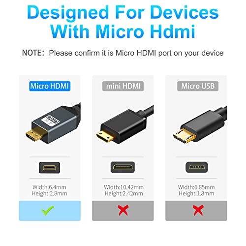 Twozoh Hosszú 4K-a Mikro HDMI-HDMI Kábel 15FT, Nagy Sebességű Full HDMI-Mikro HDMI Fonott Zsinór Támogatja a 3D-s 4K/1080p 60Hz