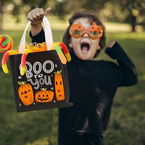 DERAYEE 24 Csomag Halloween Non-Woven Zsák, Újrafelhasználható Csokit vagy Csalunk Ajándék Táskák, Candy Tote Bags fogantyúval