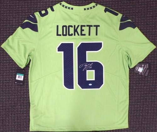 A Seattle Seahawks Tyler Lockett Dedikált Akció, a Zöld Szín Rush Nike Twill Jersey Méret XL MCS Holo Raktáron 159149 - Dedikált NFL Mezeket