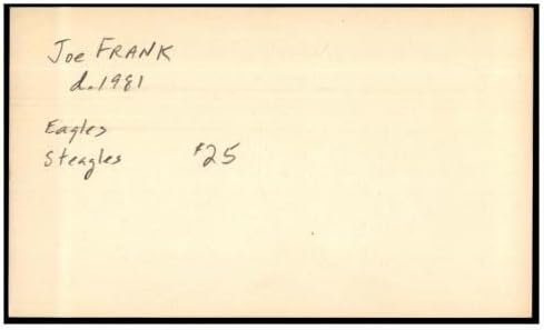Joe Frank Aláírt Index Kártya 3x5 Dedikált D:1981 Sasok 86801 - NFL-Vágott Aláírás