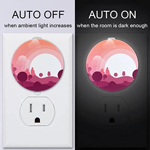 2 Csomag Plug-in Éjjeli LED-es Éjszakai Fény, Pink Sunset Jelenet az Alkonyat-hogy-Hajnal Érzékelő Gyerek Szoba, Gyerekszoba, Konyha, Előszoba