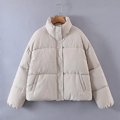 A téli Kabátok Női Stand Gallér Vágott Le Dzseki Női ruházat Teljes Zip Szilárd Aranyos Gömbhal Kabát Téli Streetwear