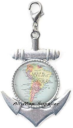 AllMapsupplier Divat Horgony Cipzár Húzza Dél-Amerika térkép Homár Csattal,Dél-Amerika térkép Horgony Cipzár Húzza,Dél-Amerika Homár