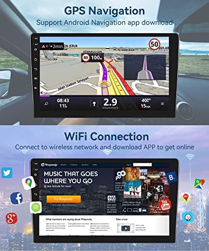 2G 32G Dupla Din Android Autó Sztereó Vezeték nélküli Apple Carplay, Rimoody 9 Hüvelykes érintőképernyő autórádió 2 Din GPS Navigáció