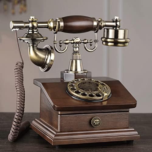 MMLLZEL Retro Vezetékes Rotary Telefon, Elektronikus Csengőhang, 1 Fiók, Klasszikus Stílusú Telefonvonal Otthoni vagy Irodai
