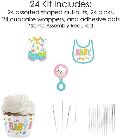 Nagy Dot a Boldogság Színes Baba Zuhany - Cupcake Dekoráció - a Nemek közötti Semleges Fél Cupcake Papír Kezelésére Csákány-Készlet -