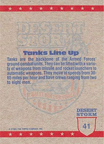 1991 Topps Sivatagi Vihar Sárga Logó Levelet Koalíció a Béke Kereskedelmi Kártyák 41B Bélés Fel a Tankok (Standard Méretű Kereskedelmi