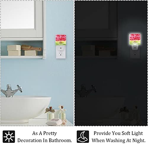 2 Csomag LED-es Éjszakai Fény Auto/On/Off Kapcsoló, Akvarell Görögdinnye Ideális Hálószoba, Fürdőszoba, Gyerekszoba, Konyha, Előszoba