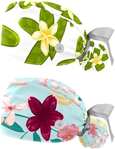 2 Csomag Trópusi Virág Nővér Bozót Sapkák Női Hosszú Haj Nyakkendő Állítható Hátsó Koponya Sapka Egy Méretben Dolgozik Fej Fedél