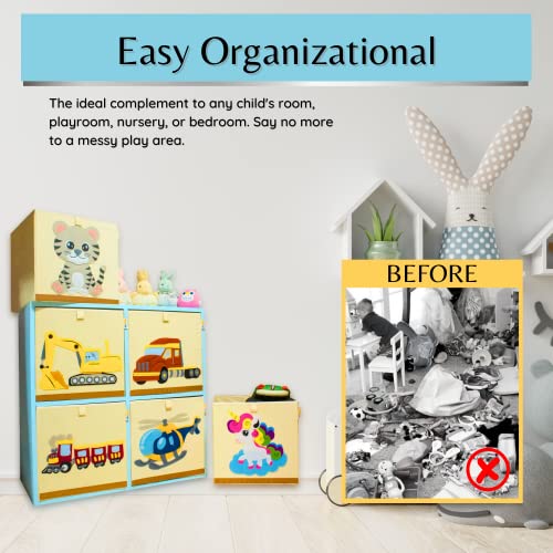 A termék 4 Gyerekeknek - Mosható Toy Box Tároló Kocka, Vászon ládát Szervező Összecsukható Gyerekek Játék Tároló Szervezők a Gyermek Hálószoba