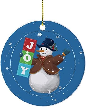 Két Oldalra Nyomtatott Aranyos Hóember Joy Design Kerámia Karácsonyi Dísz, Karácsonyi Dísz, Ajándék a Család, Barátok, Gyerekek, Karácsonyi