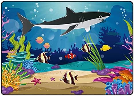 Tele Beltéri Szőnyeg Játszani Mat Óceán Cápa Nappali Hálószoba Oktatási Gyerekszoba Szőnyeg Terület Szőnyegek 60x39inch