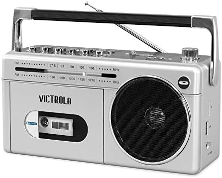 Lemezjátszó VBB-25-SLV Mini Bluetooth Boombox a Kazetta Lejátszó, Felvevő, Am/FM Rádió, Ezüst