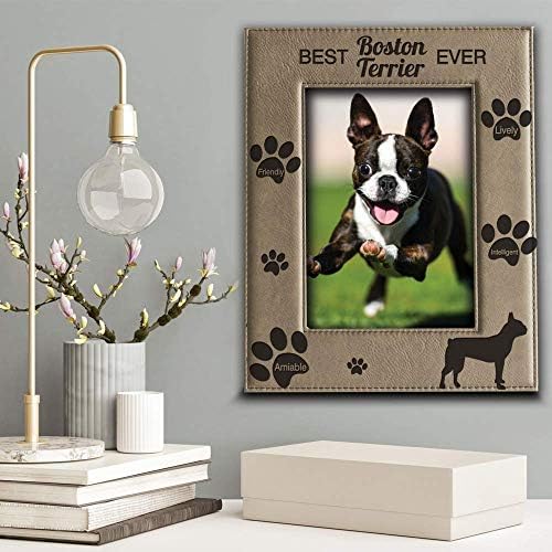 BELLA BUSTA - a Legjobb Boston Terrier Valaha-Kutya képkeret-Kutya Szerető-Gravírozott Bőr Képkeret (5 x 7 Függőleges)