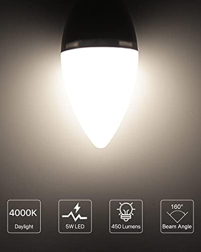 LUTW E12 Gyertyatartót LED Izzók 40 Watt Egyenértékű, 450 Lumen B Típusú LED Csillár Izzók, Természetes Fehér 4000K Nem Szabályozható