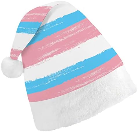 Transznemű Zászló Karácsonyi Kalap Mikulás Kalap, Rövid Plüss Fehér Bilincs a Férfiak a Nők Karácsonyi Ünnepi Parti Dekoráció