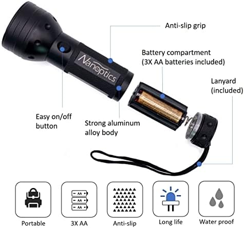 Nanoptics uv Fény UV Lámpa 51 LED Pet Vizelet Foltok Szag Érzékelő, elemes