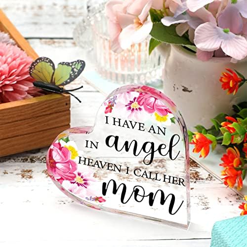 Memorial Ajándék Veszteség Anya Virágok Szív Szimpátia Ajándék 3.9 x 3,9 x 0.4 Hüvelyk Anya a Mennyben Ajándék Anya Emlékmű Dísz Szeretett