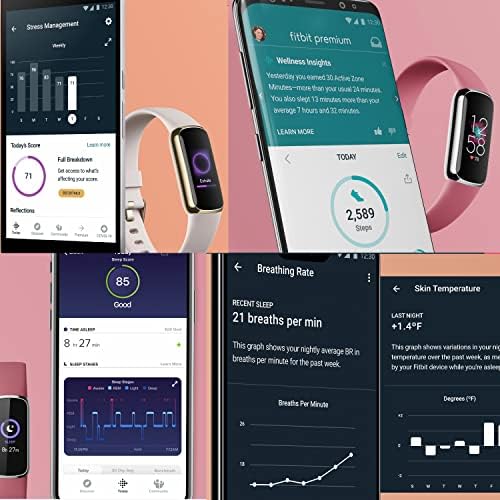 Fitbit Luxe Wellness & Fitness Tracker (Fekete/Grafit) Heart Rate Monitor, Aludni, Tracker, a Csomag 2 Óra Zenekarok, 3.3 láb Felelős