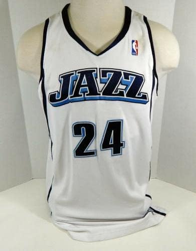2004-05 Utah Jazz Mark Karcher 24 Játék Kiadott Fehér Jersey DP08907 - NBA Játék Használt