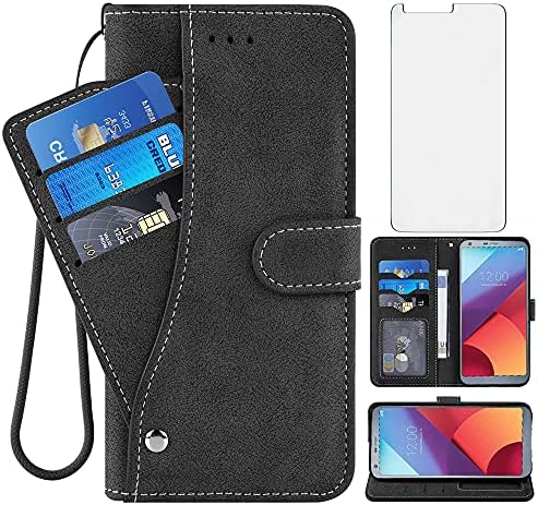 Asuwish Kompatibilis LG G6 Tárca az Esetben Edzett Üveg Képernyő Védő Fedél Hitelkártya Birtokos Állni mobiltelefon Esetekben