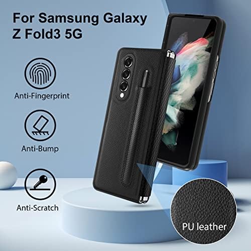 leChivée Samsung Galaxy Z Hajtás 3 Esetben 5G S Toll Tartó, Csuklópánt Védelem Ütésálló PC+PU Bőr Z Hajtás 3 Esetben Telefonon