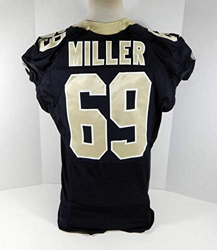 2012 New Orleans Saints Swanson Miller 69 Játék Kibocsátott Fekete Jersey NOS0111 - Aláíratlan NFL Játék Használt Mezek