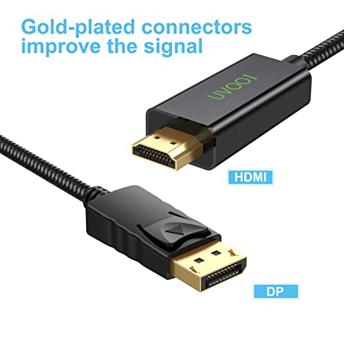 UVOOI DisplayPort-HDMI Kábel 6 Méter, Display Port DP-HDMI Kábel 1080P Támogatás Audio & Video [Fonott Nylon] Kompatibilis