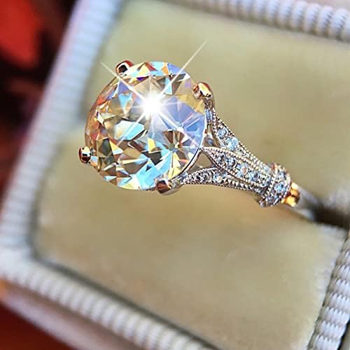 2023 Új Női Aranyozott Gyűrű Divat Ékszerek Gyűrűk Kerek Vágott Szoliter Gyűrűk Tele Lábujj Gyűrű (Ezüst, 6)