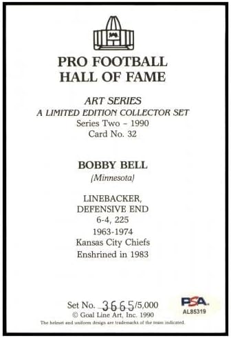 Bobby Bell Aláírt gólvonalon, Art-Kártya mlcsz-nek Dedikált Chiefs PSA/DNS AL85319 - Dedikált NFL Labdarúgó-Kártyák