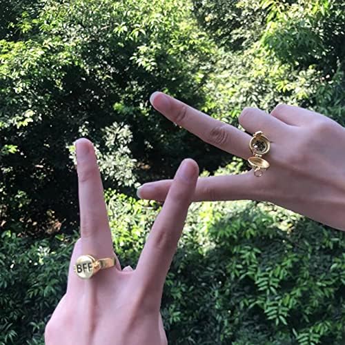 VRNGI BFF Gyűrűk 2 Legjobb Barátok Örökké Gyűrű Aranyos Állítható Gyűrű Tini Lány Barátság Gyűrűk Összeillő Pár Gyűrűk, Arany