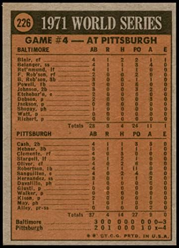 1972 Topps 226 1971-Es World Series - Játék 4 Roberto Clemente Pittsburgh/Baltimore-i Kalózok/Orioles (Baseball Kártya)