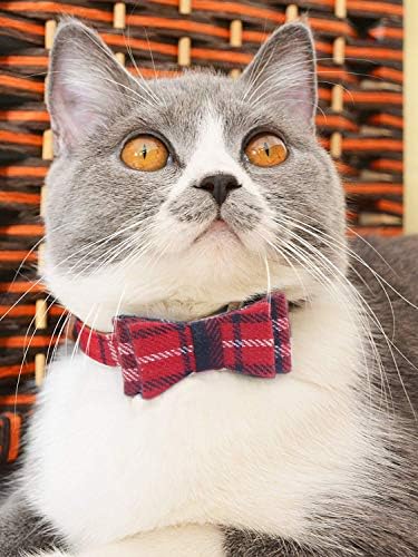 Divat&cool Nyakörv Kis Macskák, Kutyák, 2 Csomag Puha & Kényelmes Design Kockás Állítható PU Bőr pet Nyakörvek csokornyakkendő