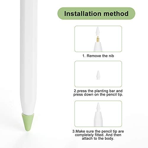 ZALU Szilikon Tollhegy Fedezze Írás Védelem iPad Ceruza Kompatibilis Apple Ceruza Tippek (2nd Gen) (Rózsaszín+Menta Zöld+Fehér+Sárga+Matcha
