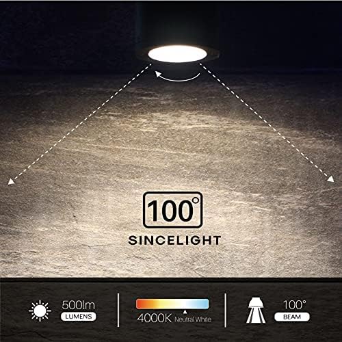 SINCELIGHT GU10 LED Izzó, 100° Reflektor, 6W, RA≈92, Semleges Fehér 4000K, Nem Szabályozható, 550 Lumen Egyenértékű 50W Halogén,
