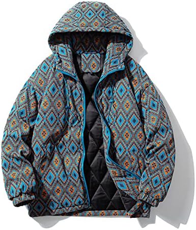 UOFOCO Téli Kabátok Férfi, Retro Puffer Kabát Férfi Hosszú Ujjú Téli Parka Plus Size Homewear Bő Szabású
