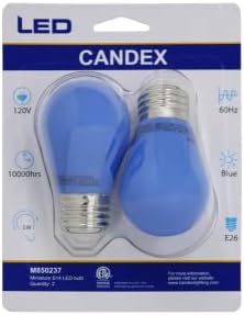 Candex Kék S14 String Fény LED 10W Egyenértékű 1W Izzó, E26 Közepes Bázis, 2700K Meleg Fehér, Nem Szabályozható (2 Csomag)