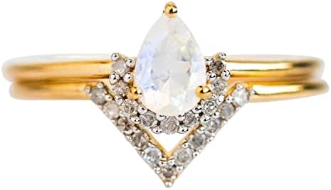 Divat-Finom Csepp Alakú Gyémánt Cirkon Gyűrű A Nők Eljegyzési Gyűrű Király Gyűrű Készlet