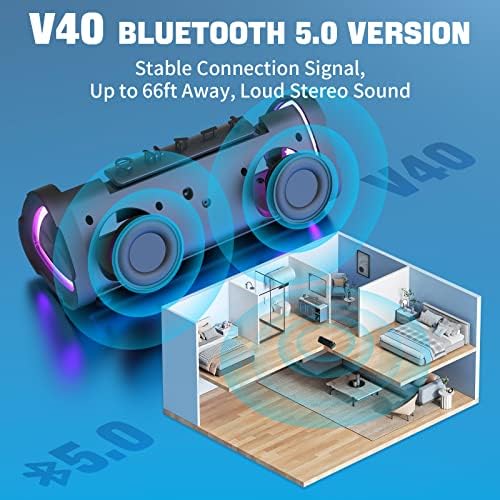Vanzon Bluetooth Hangszóró - V40 Hordozható Vezeték Nélküli Hangszóró V5.0, 24W Hangos Sztereó Hang, TWS, 24 ÓRÁS Játékidő & IPX7