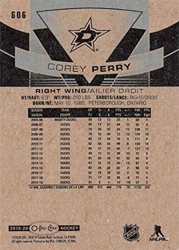 2019-20 O-Pee-Chee Frissítés 606 Corey Perry Dallas Stars NHL Jégkorong Trading Card
