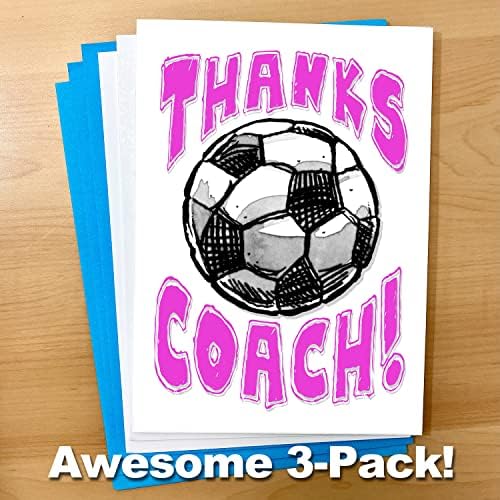 Játszani Erős 3-Pack Foci Köszönöm Edző 3-Pack (Rózsaszín, 5x7) Üdvözlés Köszönöm Kártyák Beállítása Tökéletes Futball Játékosok, Csapatok,