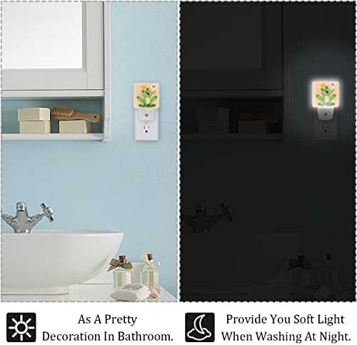 2 Csomag LED-es Éjszakai Fény Auto/On/Off Kapcsoló, Rajzfilm Boldog Béka Illusztráció Ideális Hálószoba, Fürdőszoba, Gyerekszoba,