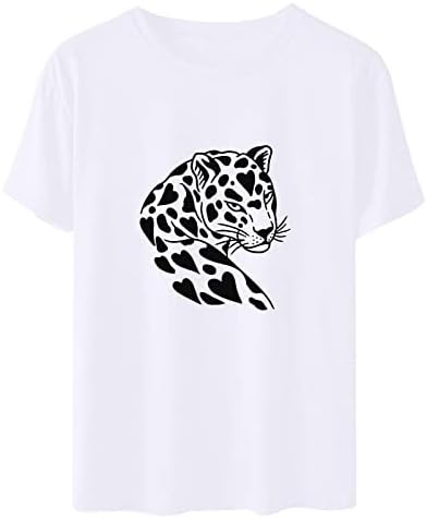Női Nyári Leopárd Nyomtatott T-Shirt-Sleeve Rövid Ujjú Vicces, Aranyos Állat Grafikus Pólók Felsők