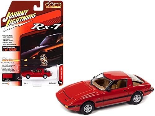 1982 Mazda RX-7 Napkelte a Piros w/Fekete Csíkos Klasszikus Arany Gyűjtemény Kft Ed, hogy 12480 db 1/64 Fröccsöntött Modell