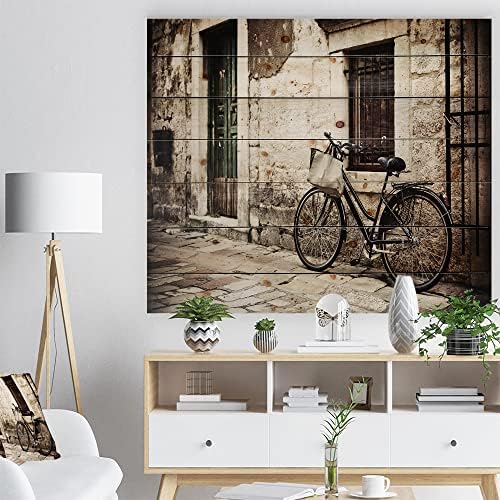 DesignQ Kerékpár Bevásárló Táska, Francia Ország, Fa, Fal Dekoráció, Fekete Fa Wall Art, Nagy Tájak Fa Fali Panelek Nyomtatott