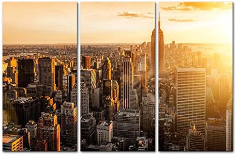 A Könnyű Art - New York-i Wall Art Dekor Skyline az Egyesült Államok, YORK, Vászon képek Mű Felhőkarcolók Épületek Városkép napnyugtakor