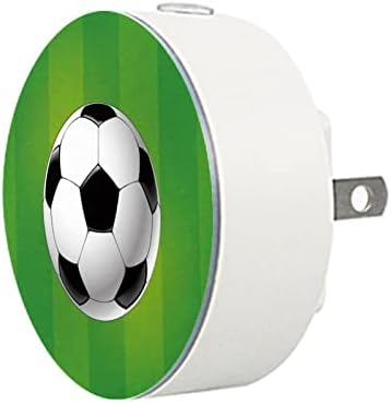 2 Csomag Plug-in Éjjeli LED-es Éjszakai Fény, Sport, Futball-Labda Zöld Csíkos az Alkonyat-hogy-Hajnal Érzékelő Gyerek Szoba, Gyerekszoba,