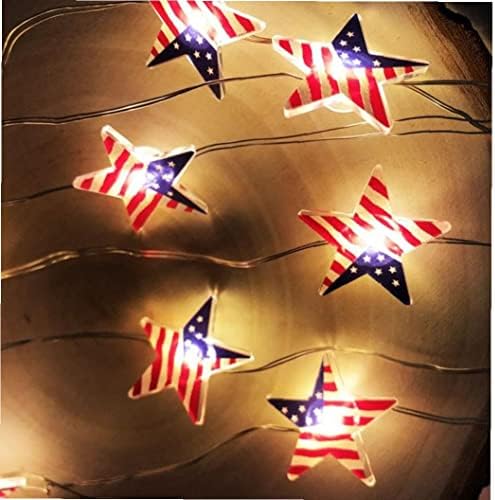 Haowul július 4-String Led Lámpák Pentagram Amerikai Zászló String Fények, a Függetlenség Napja emléknap Hazafias Dekoráció, elemes