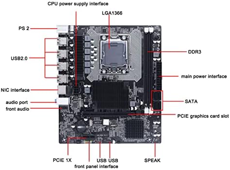 GOWENIC X58-a Szerencsejáték Alaplap, 2 DDR3 LGA 1366 Csapok Játék Alaplap Támogatja ECC Memória USB2.0 SATA Port PCB Alaplap