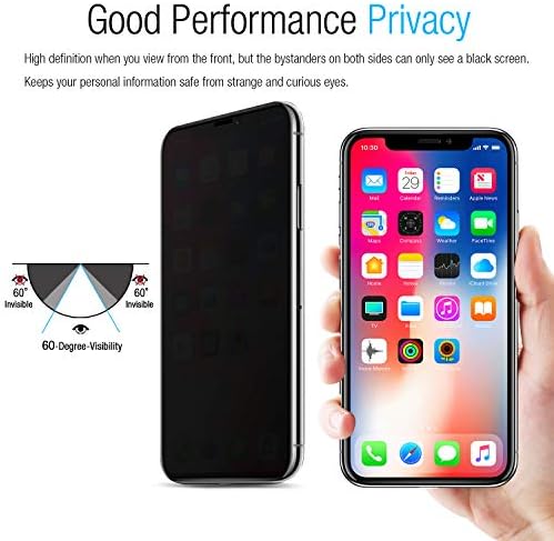Intermerge Adatvédelmi képernyővédő fólia iPhone Xs X, Prémium 4D Ívelt Szélét Teljes Lefedettség Anti-Spy Edzett Üveg kijelző Védő